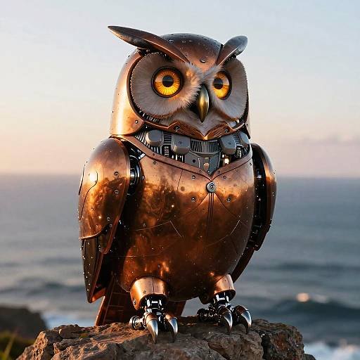 Anthropomorphic Robotic Owl Bust