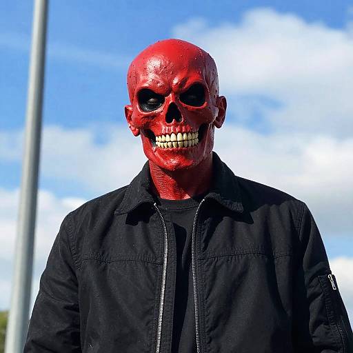 Creepy Red Skull Face Portrait