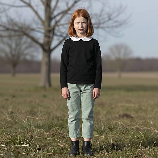 Young Girl Standing in Field