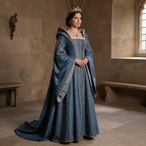 Medieval Queen in Blue Gown