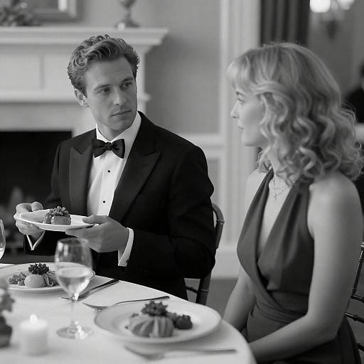 Elegant Couple at Formal Dinner