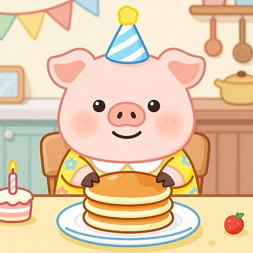 Cute Cartoon Pig Birthday Collage
