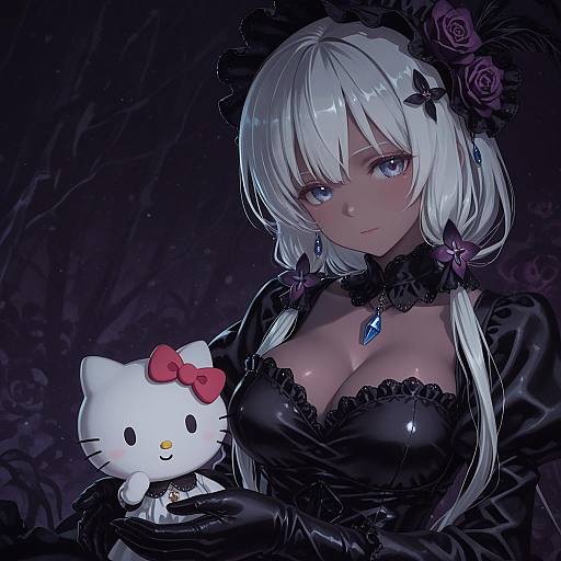 Illustration of Hello kitty (character), sanrio in the style of Yuuki tatsuya