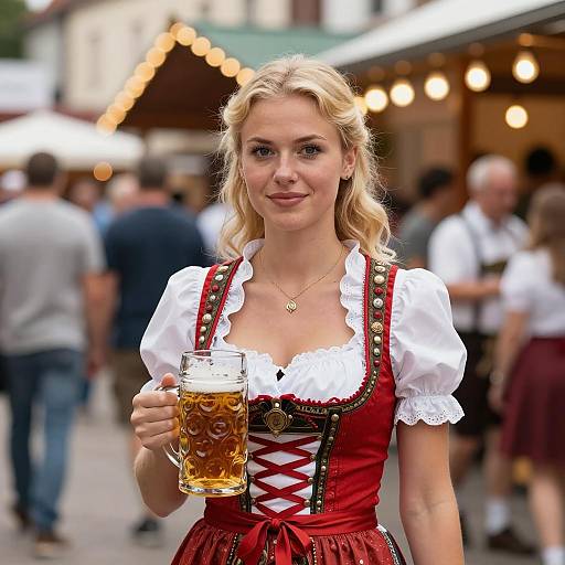 Oktoberfest Scene with Young Woman