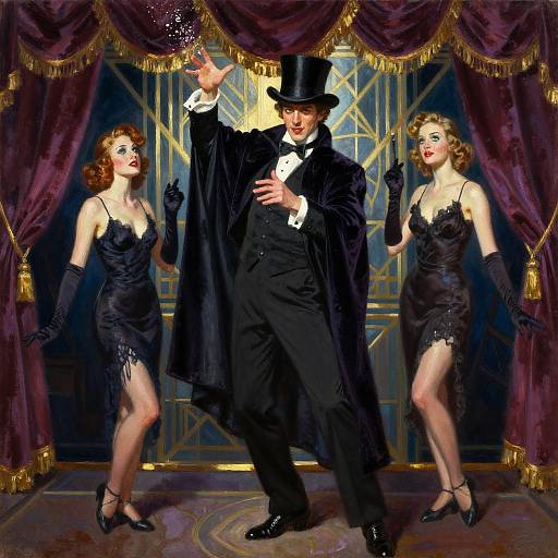 1920s Magician Pin-Up Oil Portrait