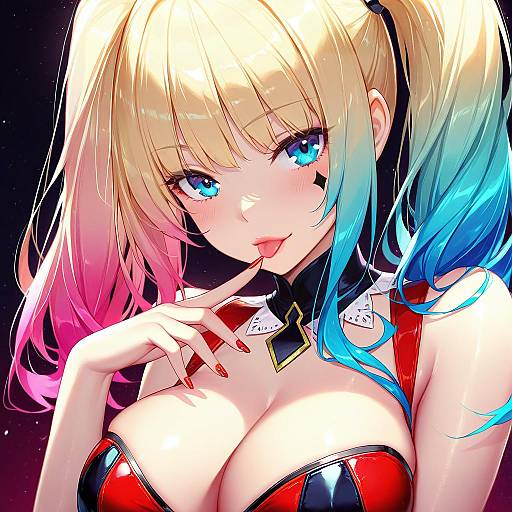 Illustration of Harley quinn, dc comics in the style of Dk.senie