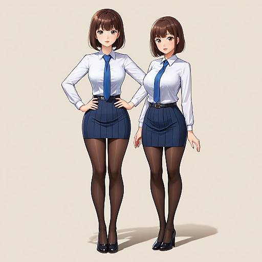 Serious Office Lady with Short Hair