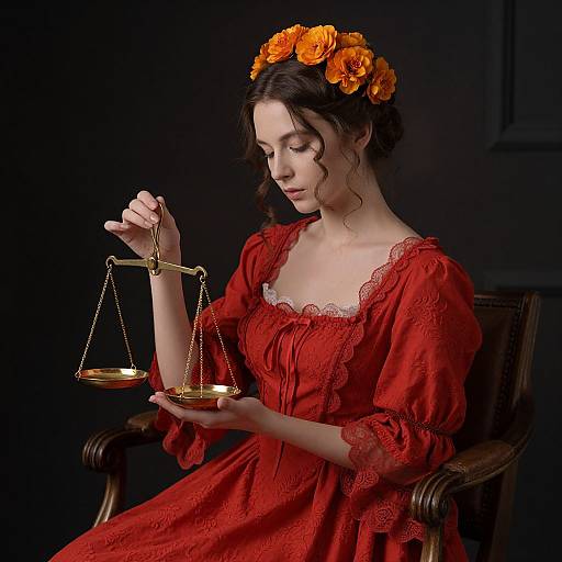 Elegant Woman with Golden Scale