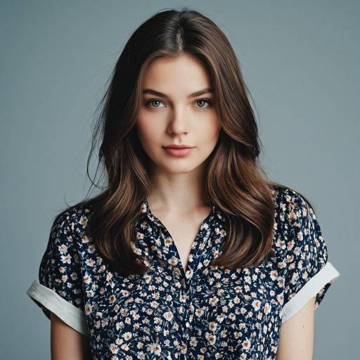 Young Woman in Floral Blouse