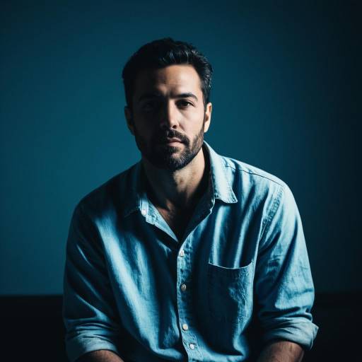 Dramatic Portrait of Casual Man in Blue