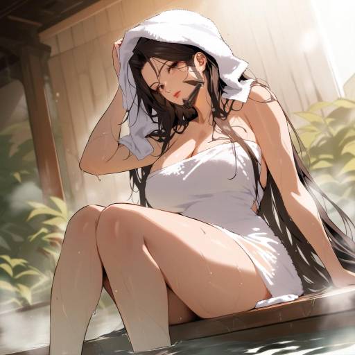 Girl with Long Hair in Towel
