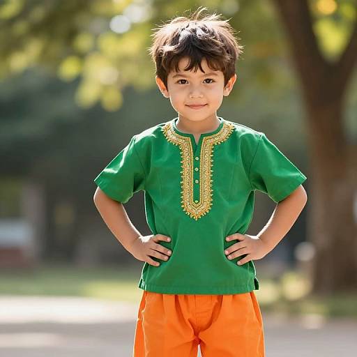 Confident Boy in Vibrant Sunlight
