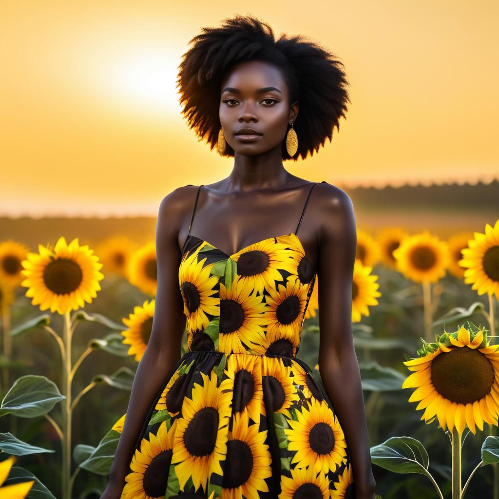 Stunning Portrait in Sunflower Field