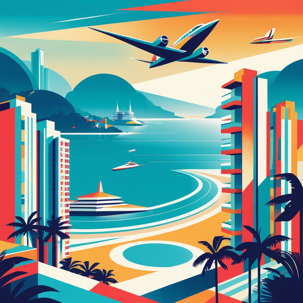 Glamorous Art Deco Rio Beach Scene