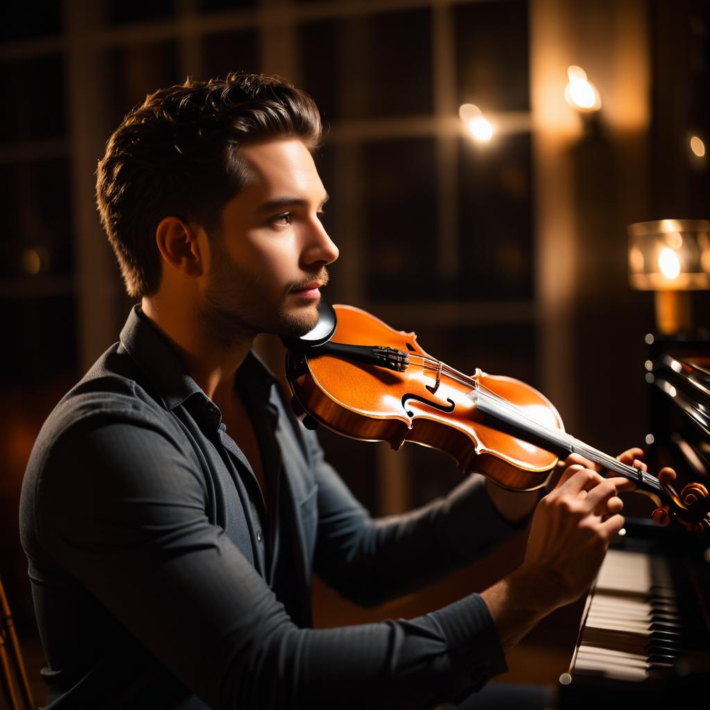 Cinematic Candlelit Portrait of Musician