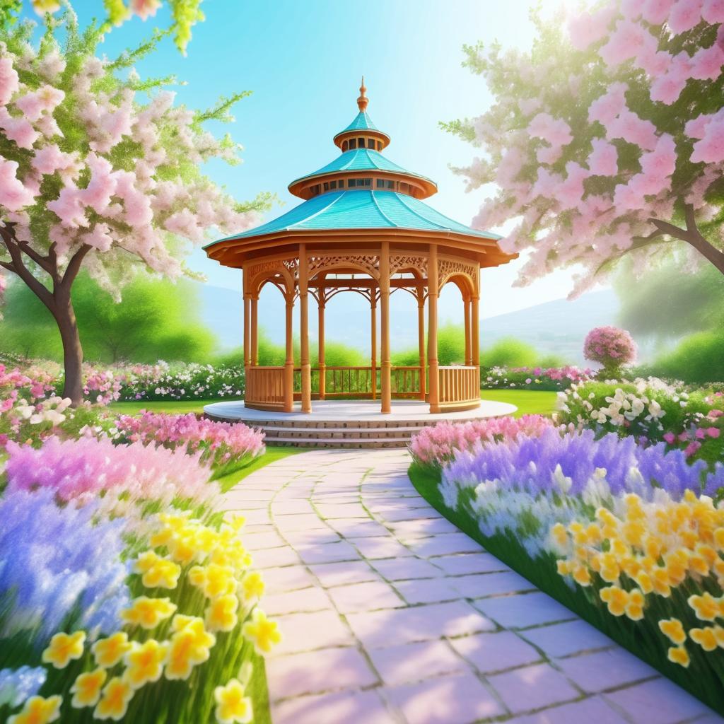 Charming Spring Garden with Colorful Blossoms