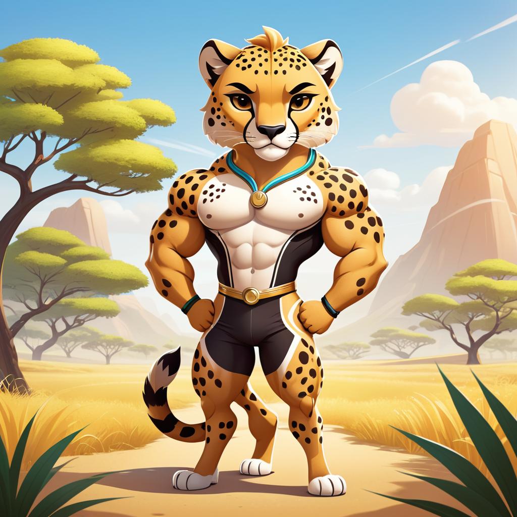 Buff Cheetah in Sunny Savannah Scene