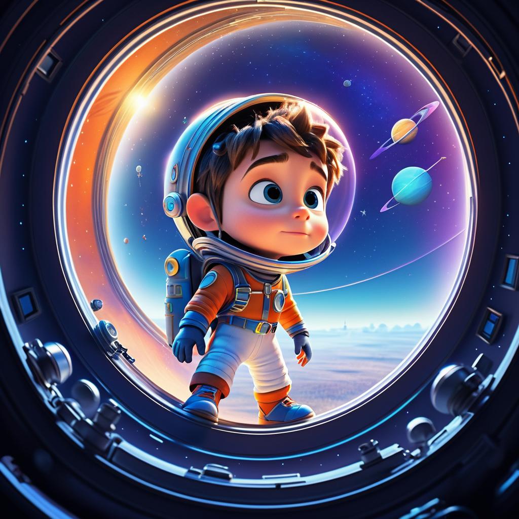 Magical Space Explorer Boy in Rocket