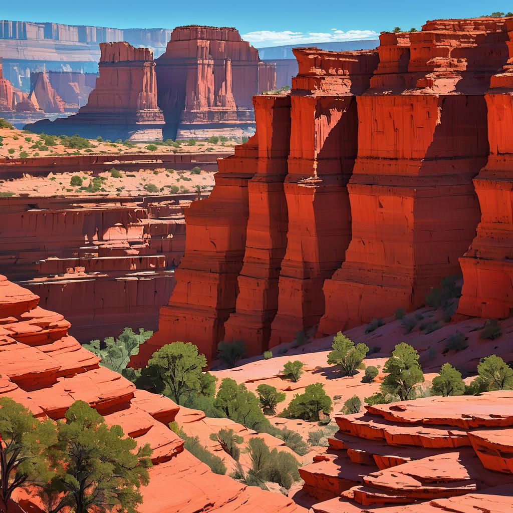 Vibrant Red Rock Cliffs Under Clear Skies