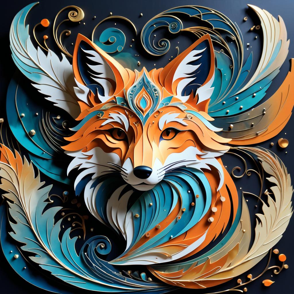 Whimsical Abstract Fox Portrait in Sandstorm