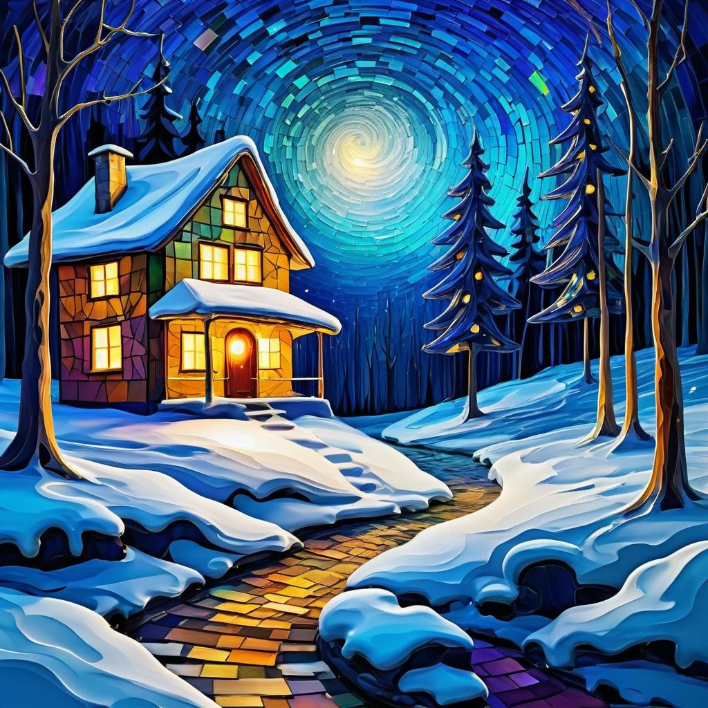 Mystical Winter Night: A Whimsical Scene