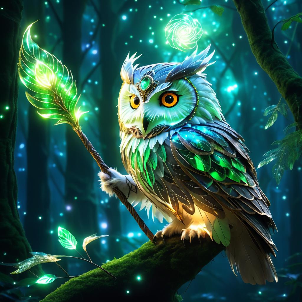 Mystical Druid Owl in Enchanted Realm