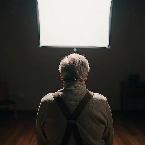 Silver-Haired Man Chiaroscuro Softbox Analog Portrait
