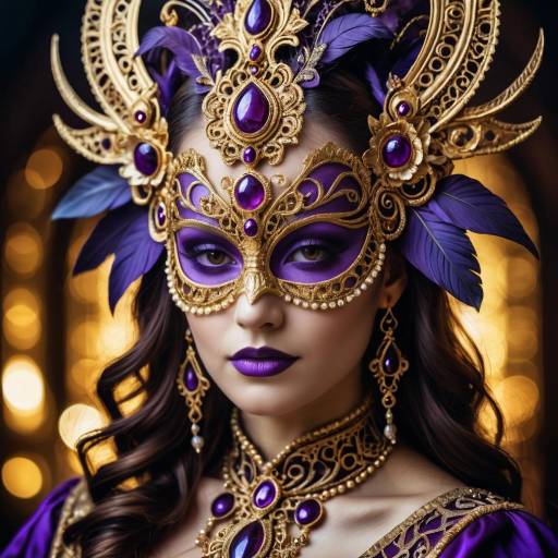 Elegant Woman in Fantasy Mask Portrait