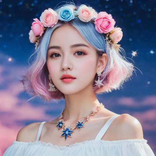 Enchanting Girl with Floral Accessories