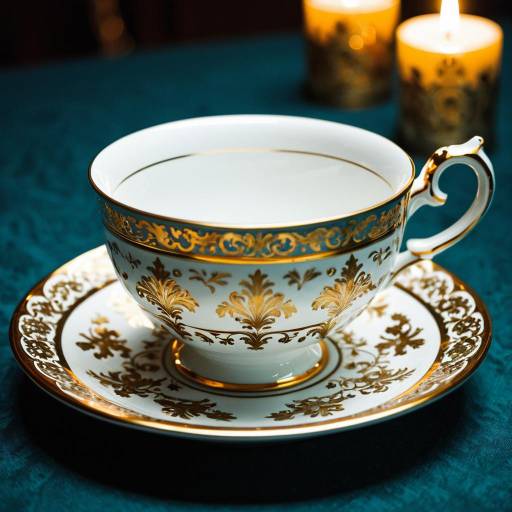 Elegant Rococo Porcelain Teacup with Gold Patterns
