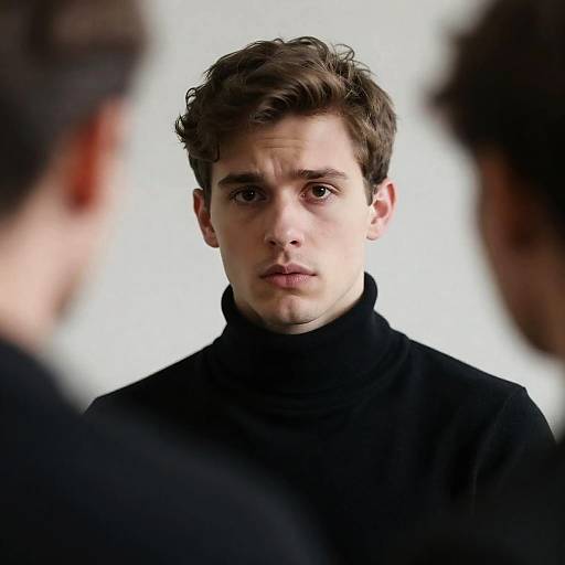 Intense Portrait of Concerned Young Man