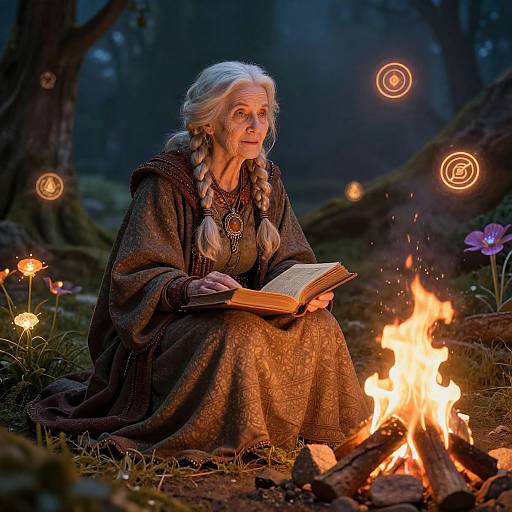 Wise Sage by Campfire in Fantasy