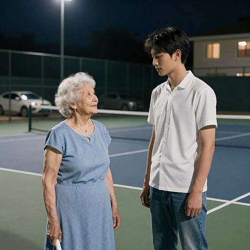 Night Tennis Court Interaction