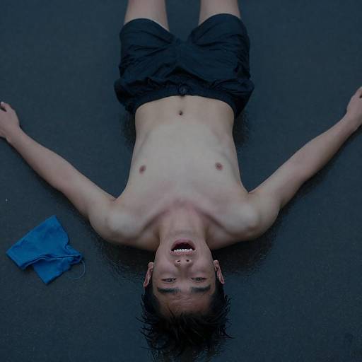 Dramatic Overhead Shot of Exhausted Man