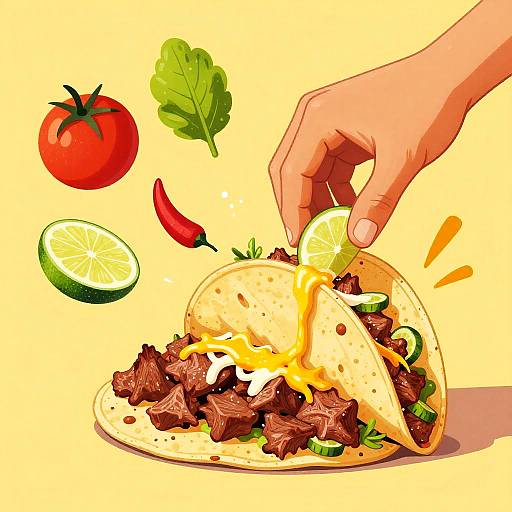 Vibrant Carne Asada Taco Illustration
