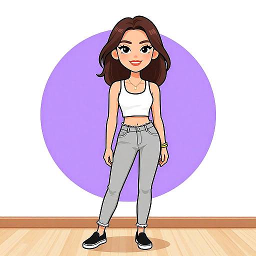 Smiling Woman in Casual Chic Outfit