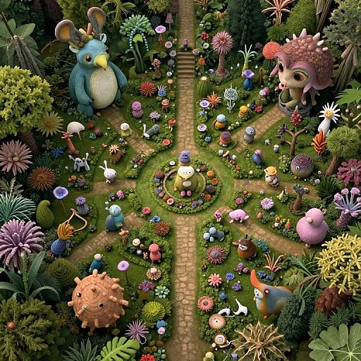 Surreal Aerial View of Enchanted Garden