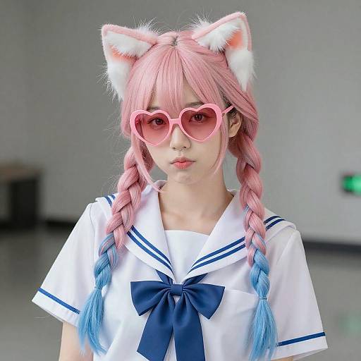 Playful Young Woman with Braided Hair