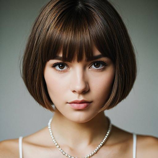 Realistic Portrait of a Girl with Bob Cut