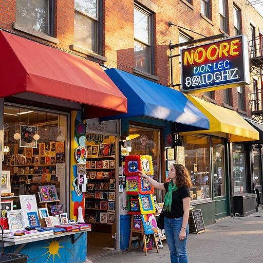 Vibrant Downtown Storefront Scene
