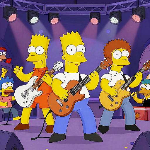 Cartoon band of four yellow-haired 