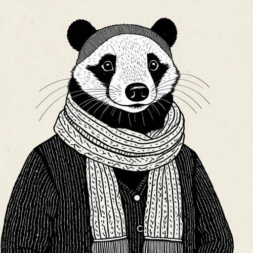 Badger in Knitted Scarf Illustration
