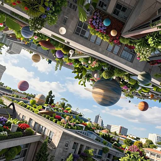 Upside-Down City with Floating Gardens