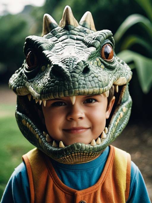 Photorealistic Man in Dinosaur Costume