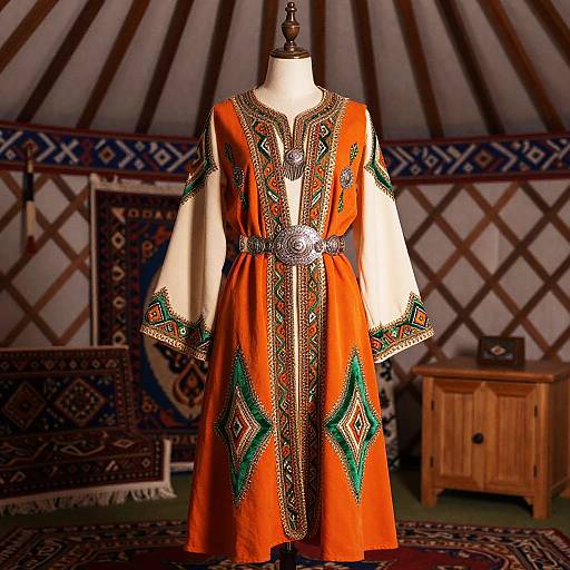Kazakh Dress in Traditional Yurt Setting