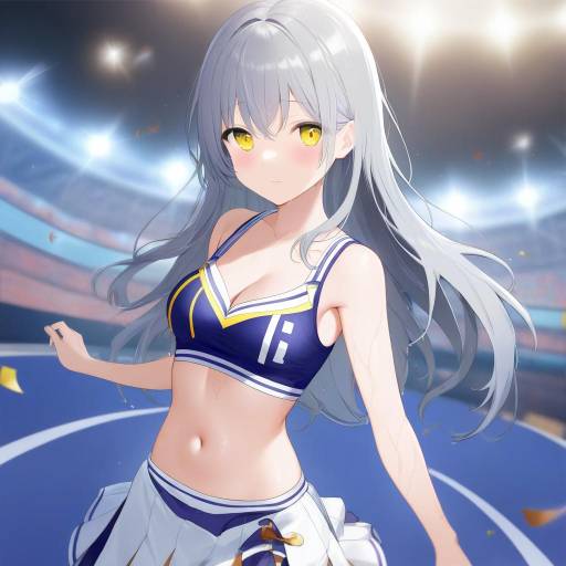 Anime Cheerleader in Stadium Spotlight