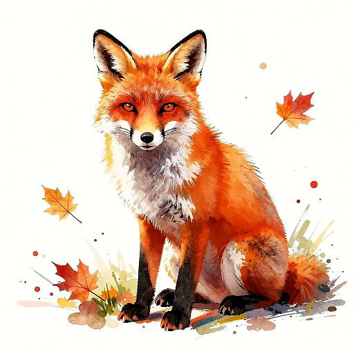 Vibrant Watercolor Fox Illustration