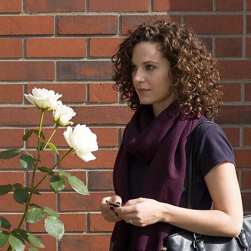 Elegant Woman Against a Brick Wall