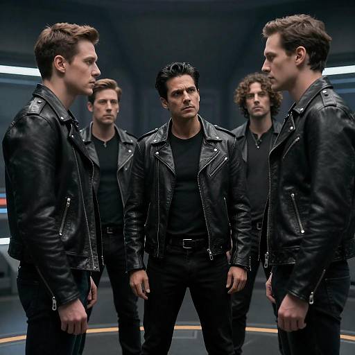 Four Men in Cyberpunk Leather Jackets