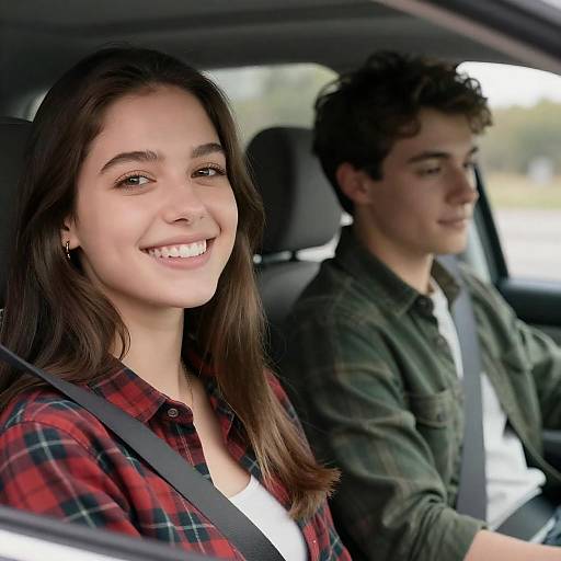 Sunny Car Ride: Young Couple Portrait